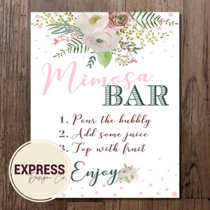 INSTANT DOWNLOAD Brunch & Bubbly Bridal Shower Wedding Rehearsal Mimosa Bar Sign