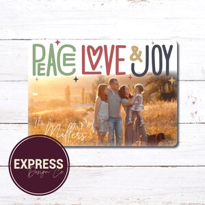 CUSTOMZED Peace, Love & Joy, Photo Holiday and Christmas Card