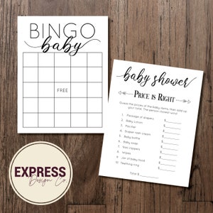 INSTANT DOWNLOAD Baby Shower Price is Right and BINGO Game Sheets
