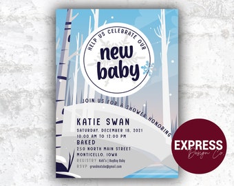 Winter Trees Baby Shower Invitation