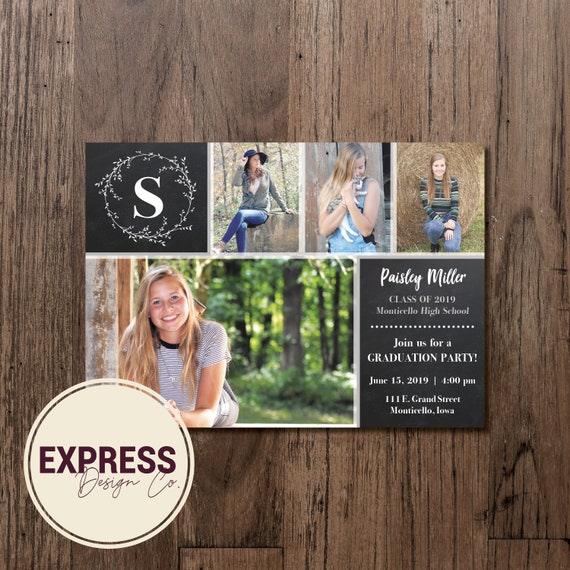 Customized Graduation Photo Collage Grad Party Invitation Etsy