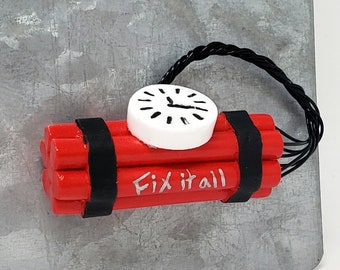 Dynamite Fix It All Fridge Magnet / Christmas Ornament / Car Mechanic Gift / Funny Decoration Handyman Fathers Day Jack of all Trades