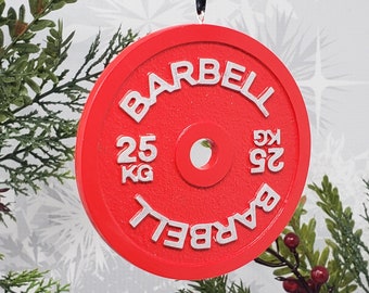 Barbell Ornament: 25kg Weight Plate, Gym Car Mirror Charm