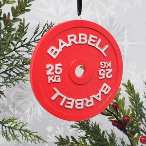 Barbell Ornament 25kg / Weight Plate Car Mirror Gym Charm / Stocking Stuffer / Athletic Trainer Christmas Gift Powerlifting Weightlifting