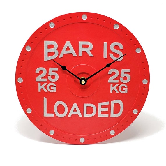 Barbell Wall Clock Bar is Loaded 25kg Weight Plate / Home Etsy