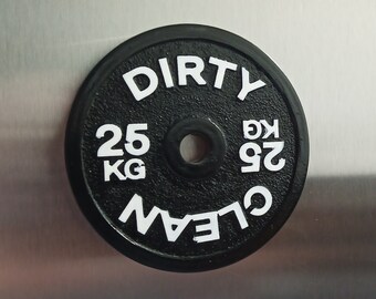 Clean Dirty Magnet - Barbell Dishwasher Decoration / Crossfit Weightlifting Powerlifting Strongman Gift