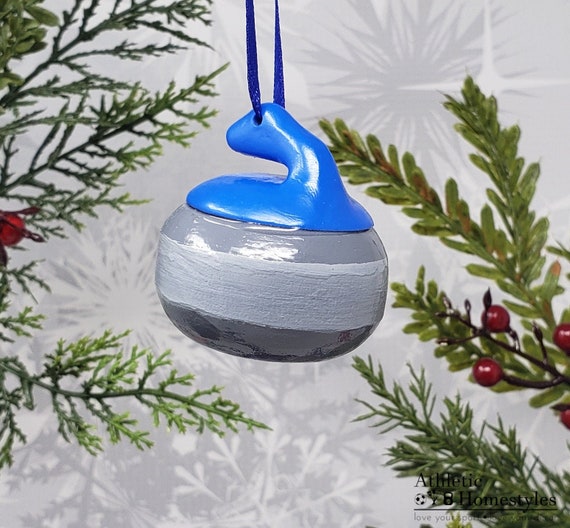 Curling Rock Ornament / Christmas Gift / Stocking Stuffer / Etsy