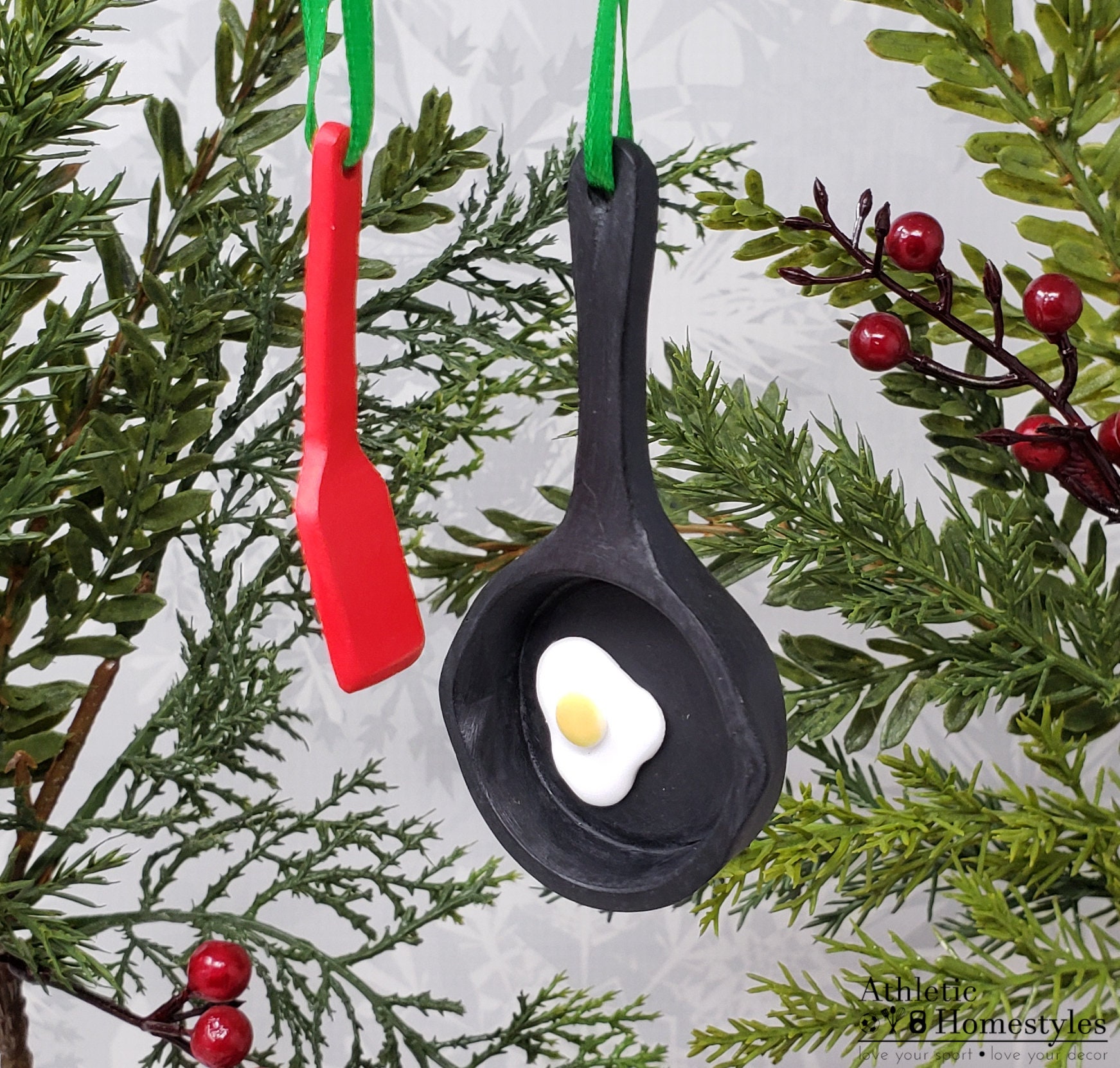 Ornement de Cuisson/Poêle à Frire et Spatule Décoration Noël Fried Egg Cook Chef Food Stocking Stuff