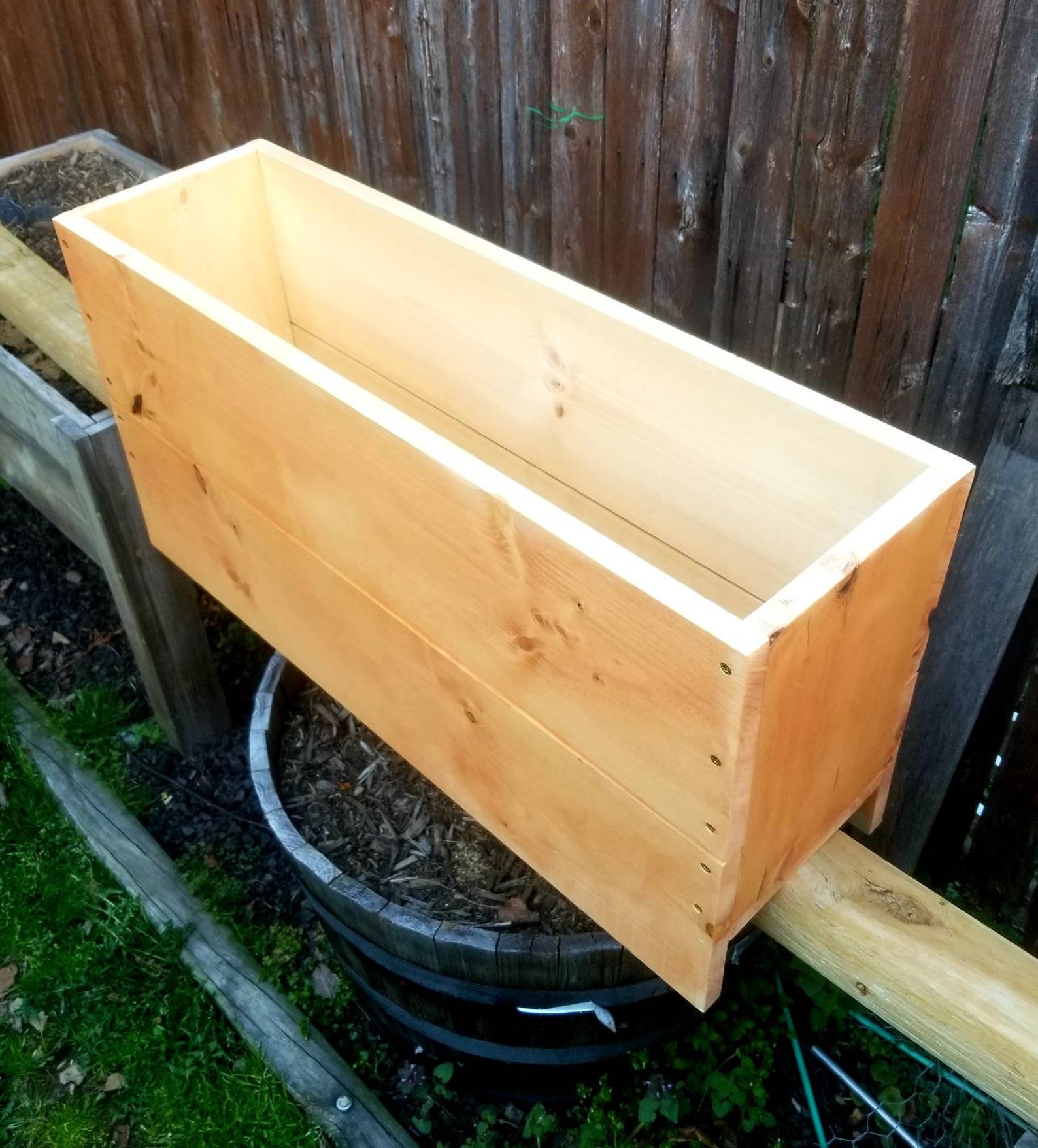 Deck Rail Planter Box. Succulent box. Rustic Wooden Railing Etsy