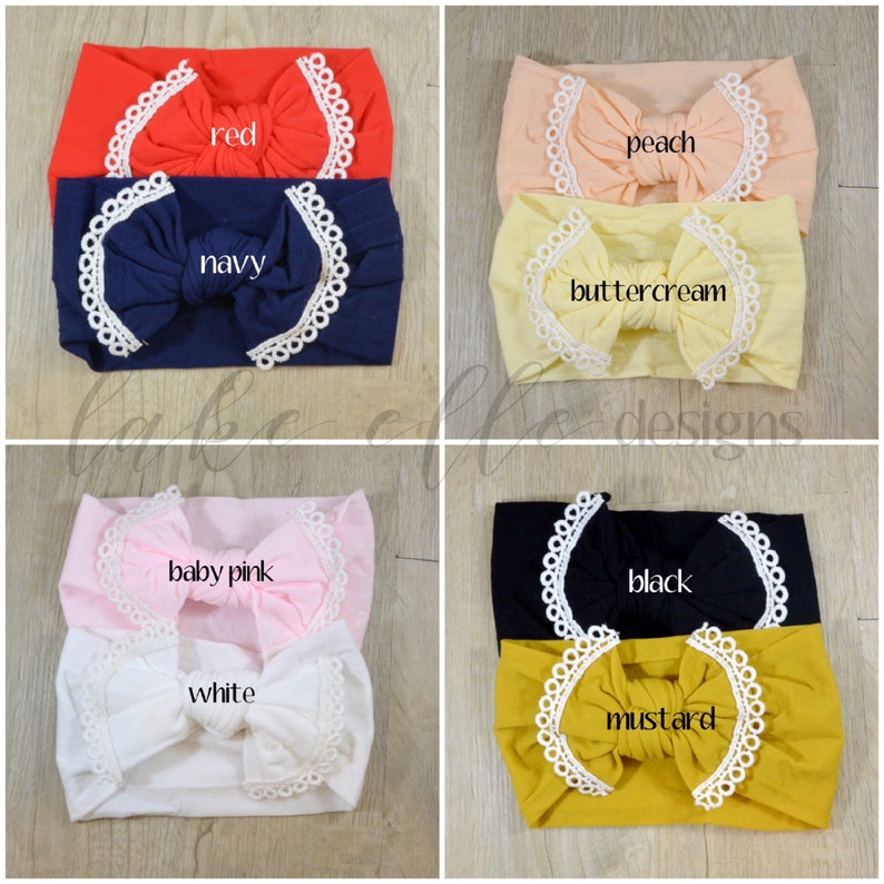 Baby Head Wrap Top Knot Headband Baby Headband Scallop Lace Trim Bow Nylon Headband Newborn Headband Infant Toddler Headbands