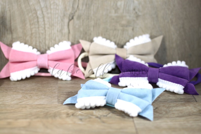 Infant Headband Baby Gift Photo Prop Pom Pom Bow Headband Newborn Headband Nylon Headband Headband SET Baby Hair Bows Velvet Bows