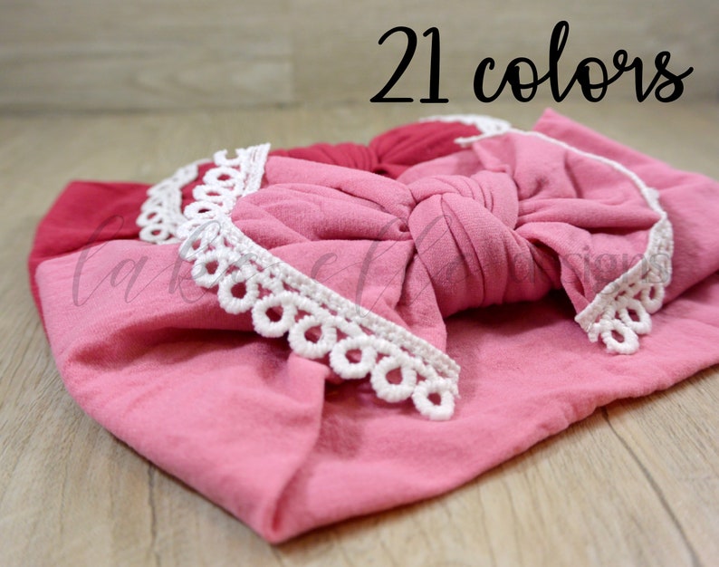 Baby Head Wrap Top Knot Headband Baby Headband Scallop Lace Trim Bow Nylon Headband Newborn Headband Infant Toddler Headbands