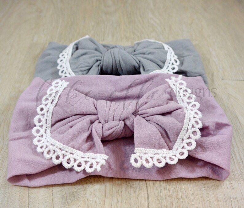 Baby Head Wrap Top Knot Headband Baby Headband Scallop Lace Trim Bow Nylon Headband Newborn Headband Infant Toddler Headbands