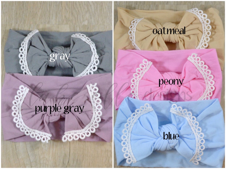 Baby Head Wrap Top Knot Headband Baby Headband Scallop Lace Trim Bow Nylon Headband Newborn Headband Infant Toddler Headbands