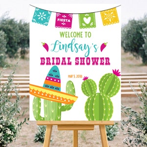 BRIDAL SHOWER FIESTA Welcome Sign, Mexican Fiesta Bridal Shower, Mexican Welcome Sign, Cinco de Mayo Fiesta Welcome, Cactus Welcome Sign