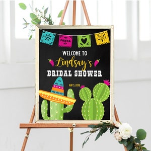 BRIDAL SHOWER FIESTA Welcome Sign, Mexican Fiesta Bridal Shower, Mexican Welcome Sign, Cinco de Mayo Fiesta Welcome, Cactus Welcome Sign