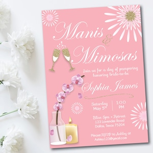 SPA PARTY INVITATION, Spa Day Invite, Pamper Party Invite, Bridal Shower Spa Invite, Botox Party Invite, Manis and Mimosas, Pamper the Bride