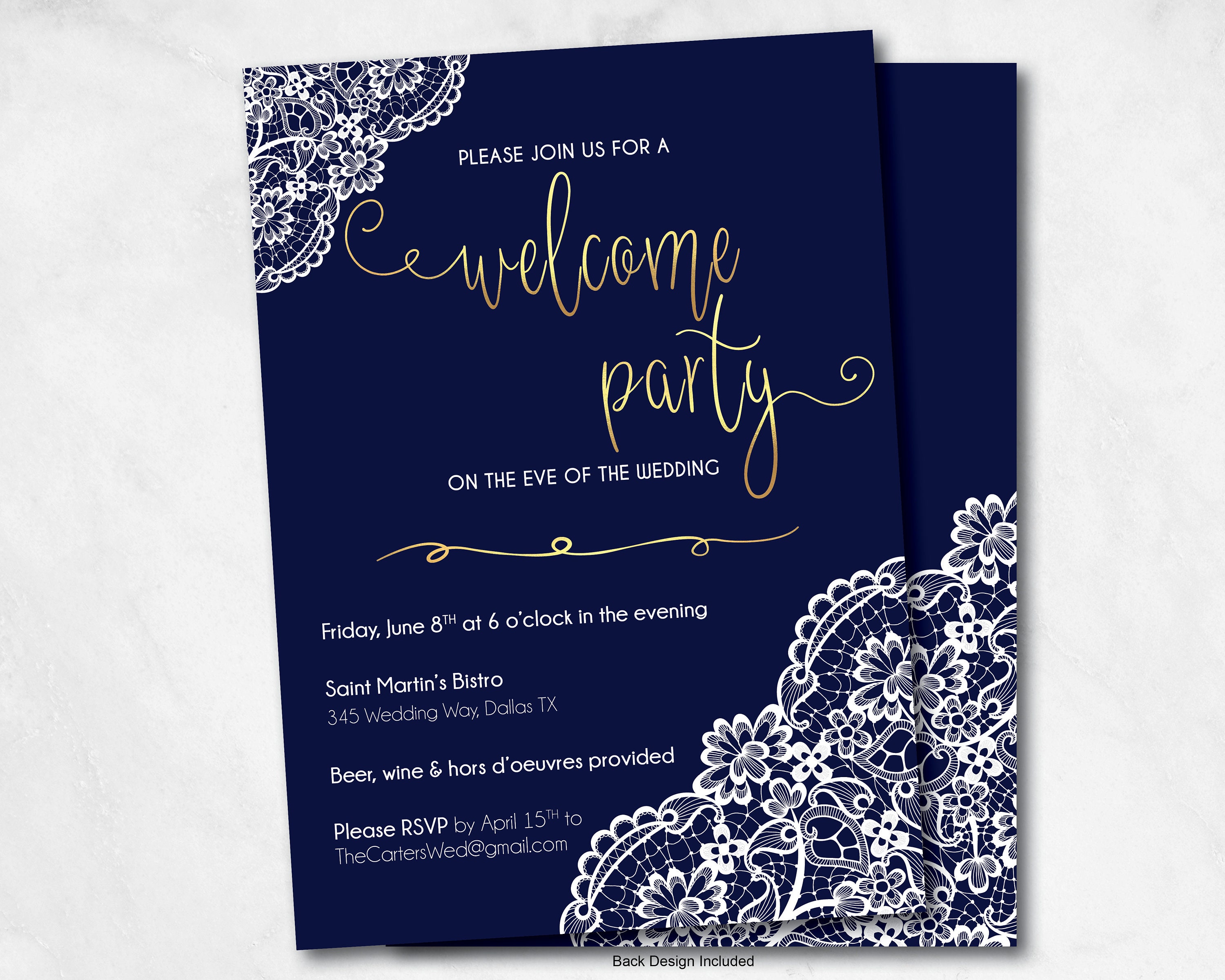 WELCOME PARTY INVITATION Rehearsal Dinner Invite Navy and - Etsy