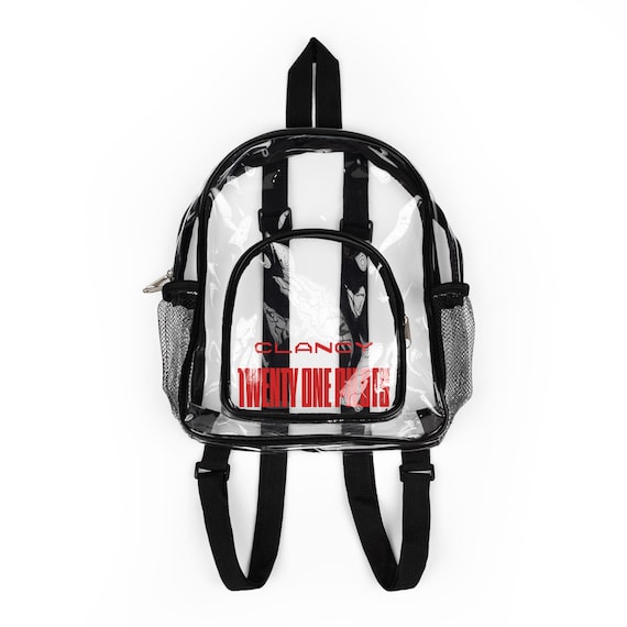 Clear Stadium Backpack with Twenty One Pilots Band Logo + Custom Name