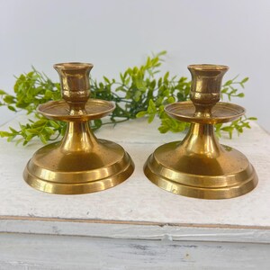 Vintage Brass Candlestick Holders Set of 2 | Traditional Taper Candle Holders | Mid Century Brass Decor | Farmhouse Cottage Core Decor