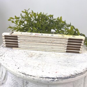Vintage White Wooden Stanley Handyman Extension Folding Ruler / Wood Carpenters Tape Measure Old Tools image 2