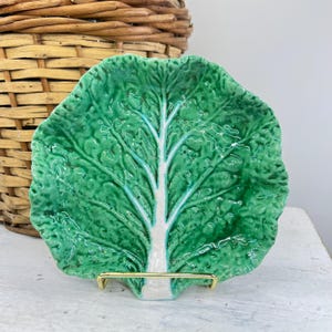 Vintage Bordallo Pinheiro Cabbage Leaf Plate | Portugal Majolica Lettuce Ware Dish | Green Leaf Plate | Cottagecore Spring Decor | Easter