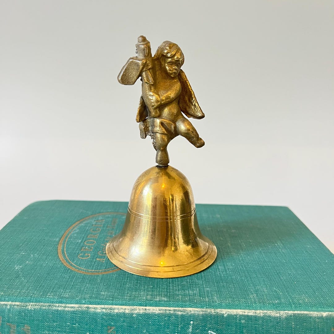 Small Vintage Brass Angel Bell / Handheld Bell / Service Bell / Winged ...