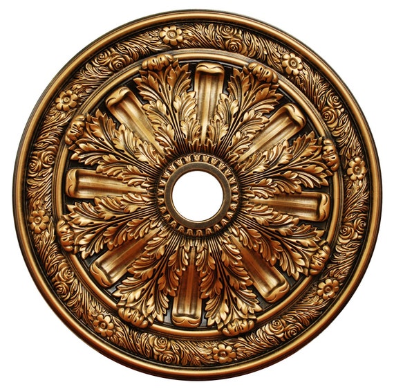 Ceiling Medallion Golden Acanthus 30 In Hand Painted Ccmf 036 4