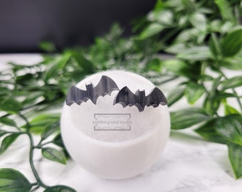 Spooky Halloween Bat Earrings, Black Acrylic Earrings, Stainless Steel Post Studs, Gothic Jewelry, Jewelry Gift for her, Witchy Cottagecore