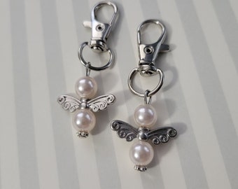 Pearl Angel Stitch Markers, knitting place holder, lobster clasp place keeper, Progress keeper, cute yarn gift, knitting crafting tools gift