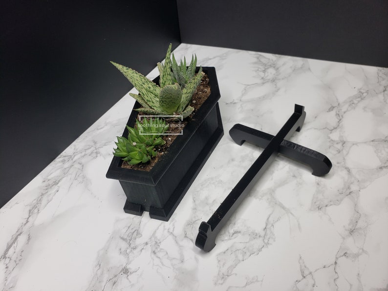 Coffin Mini Planter & Stand Goth Succulent Planter Decor image 9