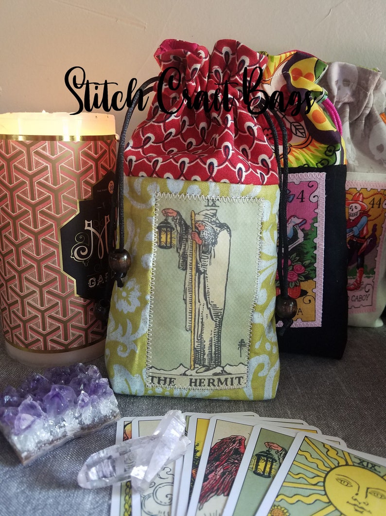Handmade Drawstring Tarot Card Bag Hermit Cartomancy Custom Etsy