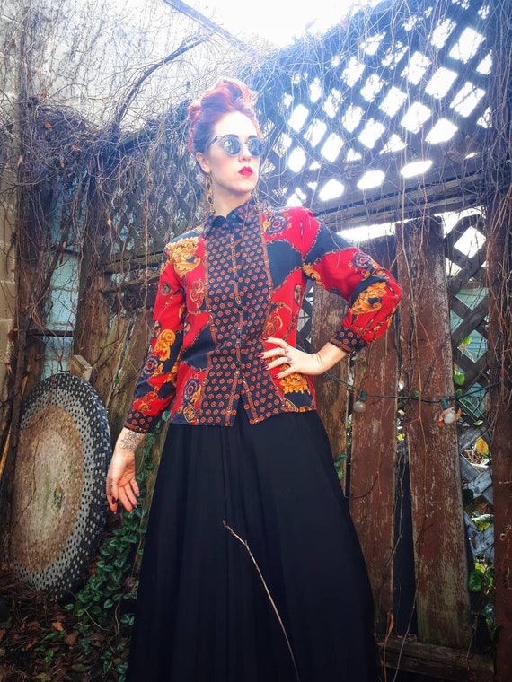 Vintage 1990s Talbots Blouse, Red Silk with Epic A