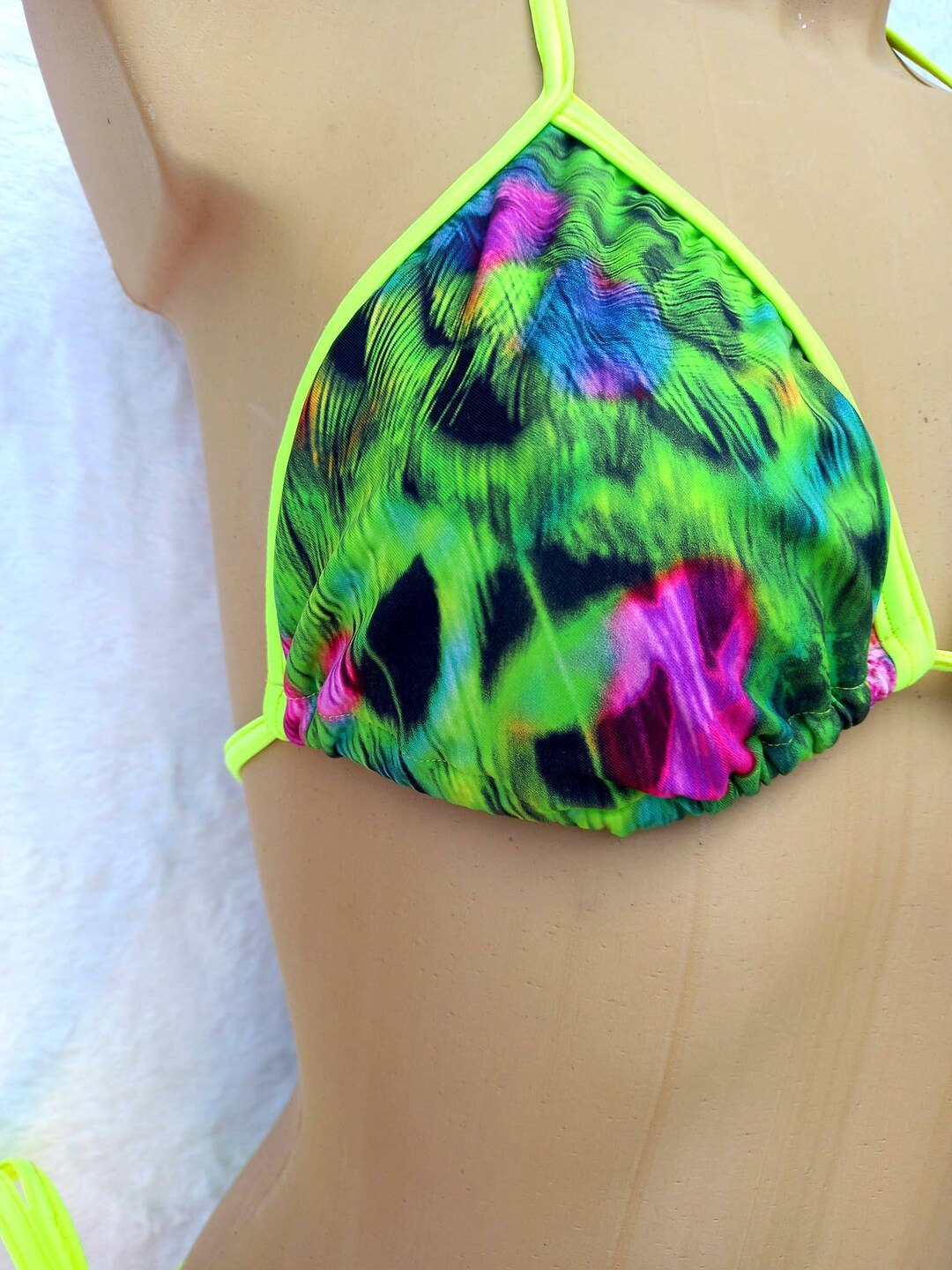Micro Halter String Triangle Thong Bikini Set - Pink