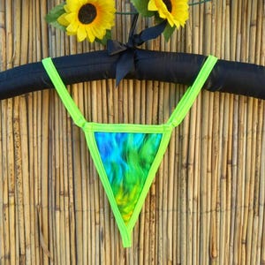 Neon micro string thong panties