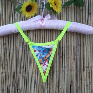 Pizza print cotton micro string thong