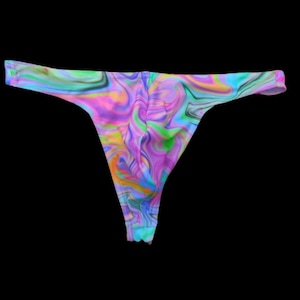 Marble Print Men’s Thong Swimsuit - Sexy Swimwear for Him - Low Rise Bikini Brief