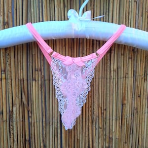 White-baby pink lace woman string thong