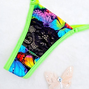 Cotton string thong with lace