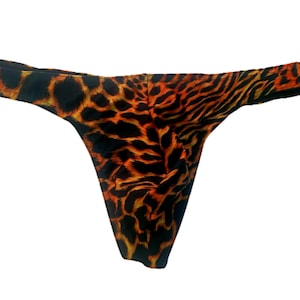 Men&#39;s animal pattern Stretchy Slim Thong Swimsuit