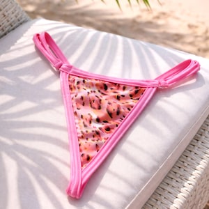 String string met luipaardprint – roze lingerie met bandjes | EU Style Unterwäsche | Culotte Léopard