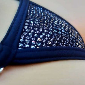 Silver-black holographic micro string thong
