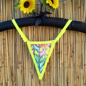 Glitter pattern string thong panties