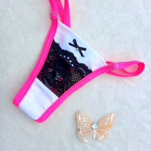 Micro string thong with lace