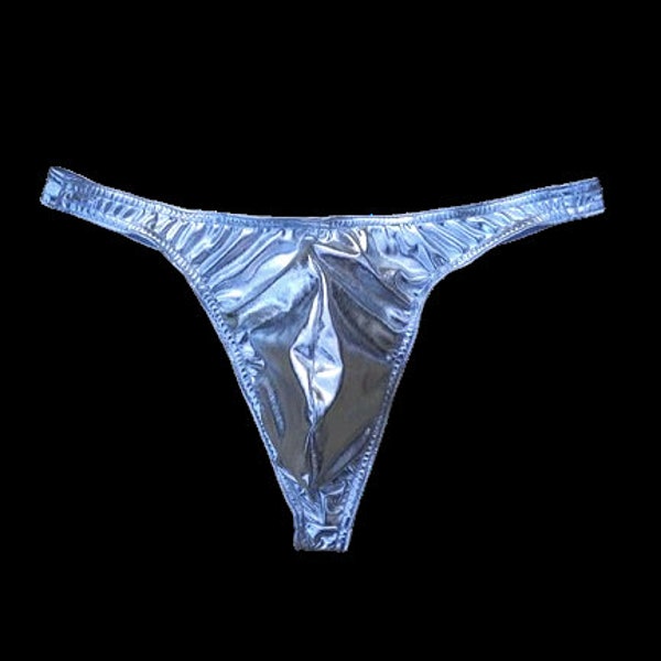 Men's Thong Men‘s Shiny Stretchy Metallic Hologram Men’s Super Slim Thong Swimsuit