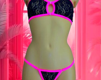 Conjunto de lencería bralette de encaje negro para mujer Conjunto de lencería de encaje