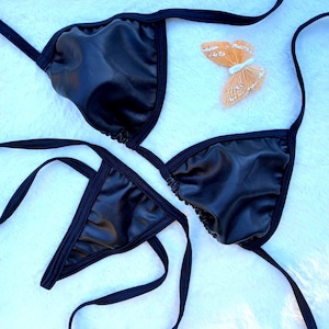 Leather thong bikini set Stripperwear Exotic dance wear String bikini