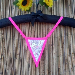 See through white lace micro string thong panties