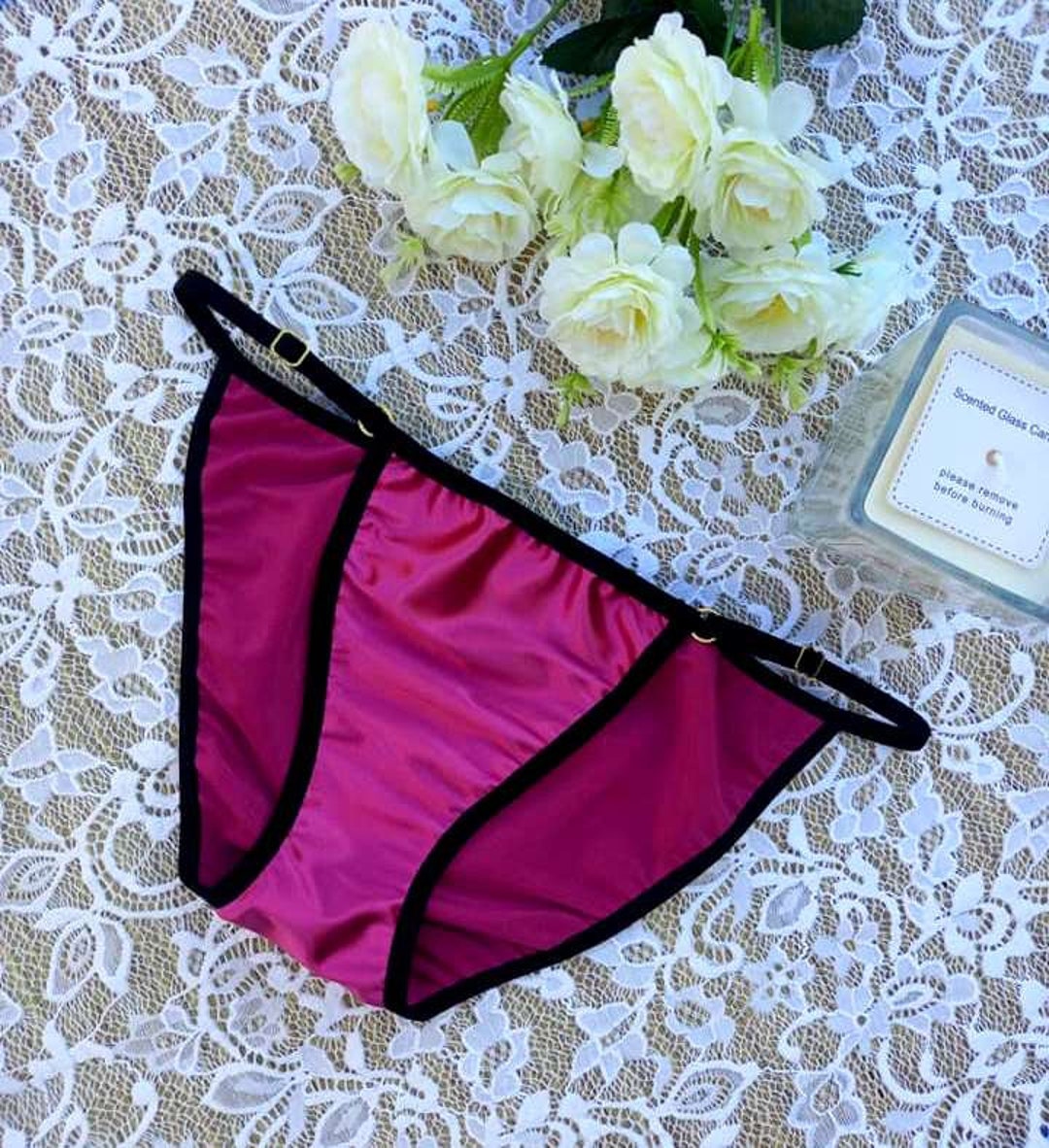 Burgundy Satin String Panties - Etsy