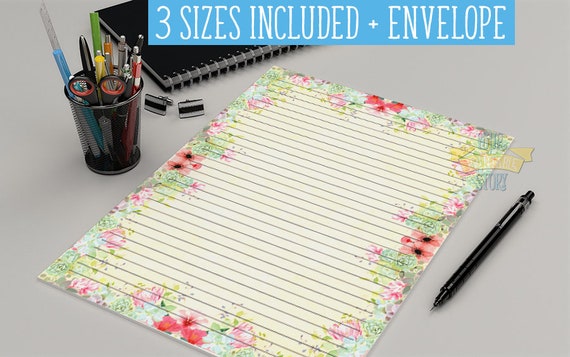 Flower Stationary Letter Writing Set Lined Journal Paper Etsy